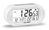 Elbe RD-009-B Reloj despertador con termómetro, adecuado para viajar, display LCD 3,1'', función snooze, display...
