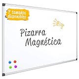 OFITURIA® Pizarra Blanca Magnética Lacada Con Marco De Aluminio Resistente Fácil De Borrar En Seco, Medida 45x30 cm